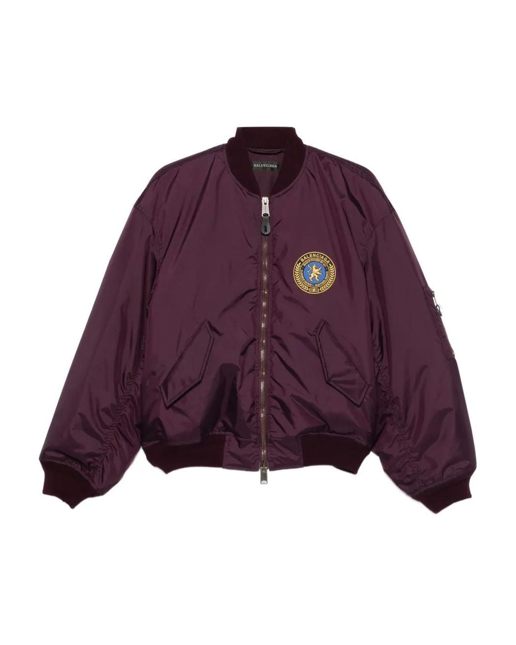 Balenciaga Purple Logo-Patch Bomber Jacket