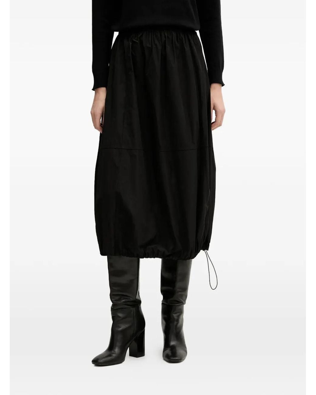 Joseph Ribkoff Black Drawstring Midi Skirt