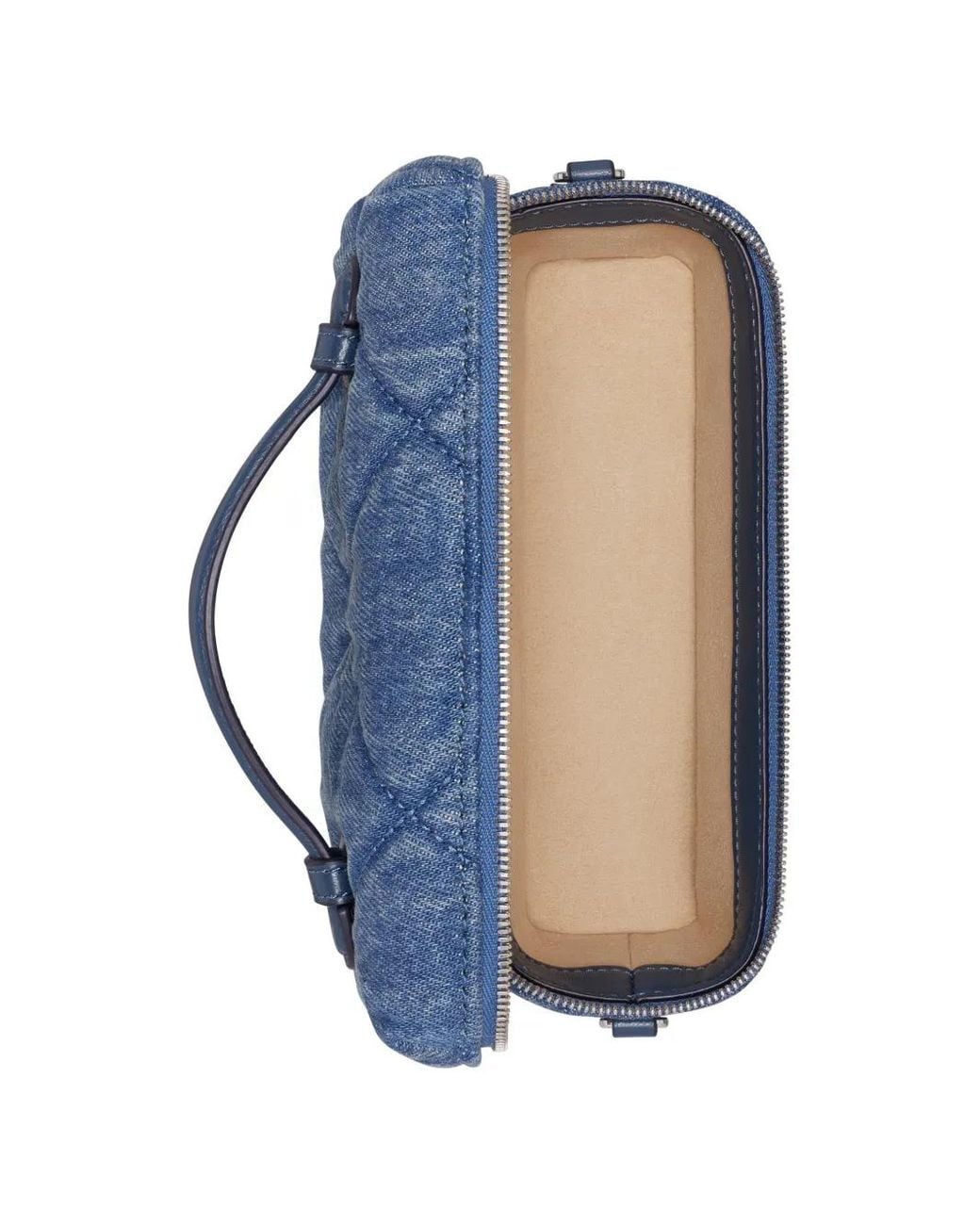 Tory Burch Blue Kira Diamond Quilt Denim Vanity Case