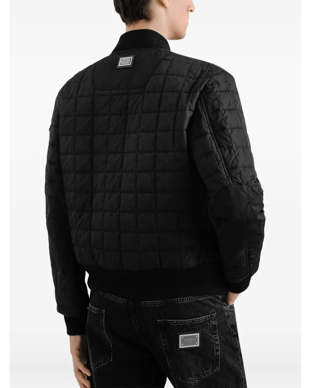 Dolce & Gabbana Jassen ,Zwart ,Wol Geribbelde Bomberjack Met Ritssluiting in het Black voor heren