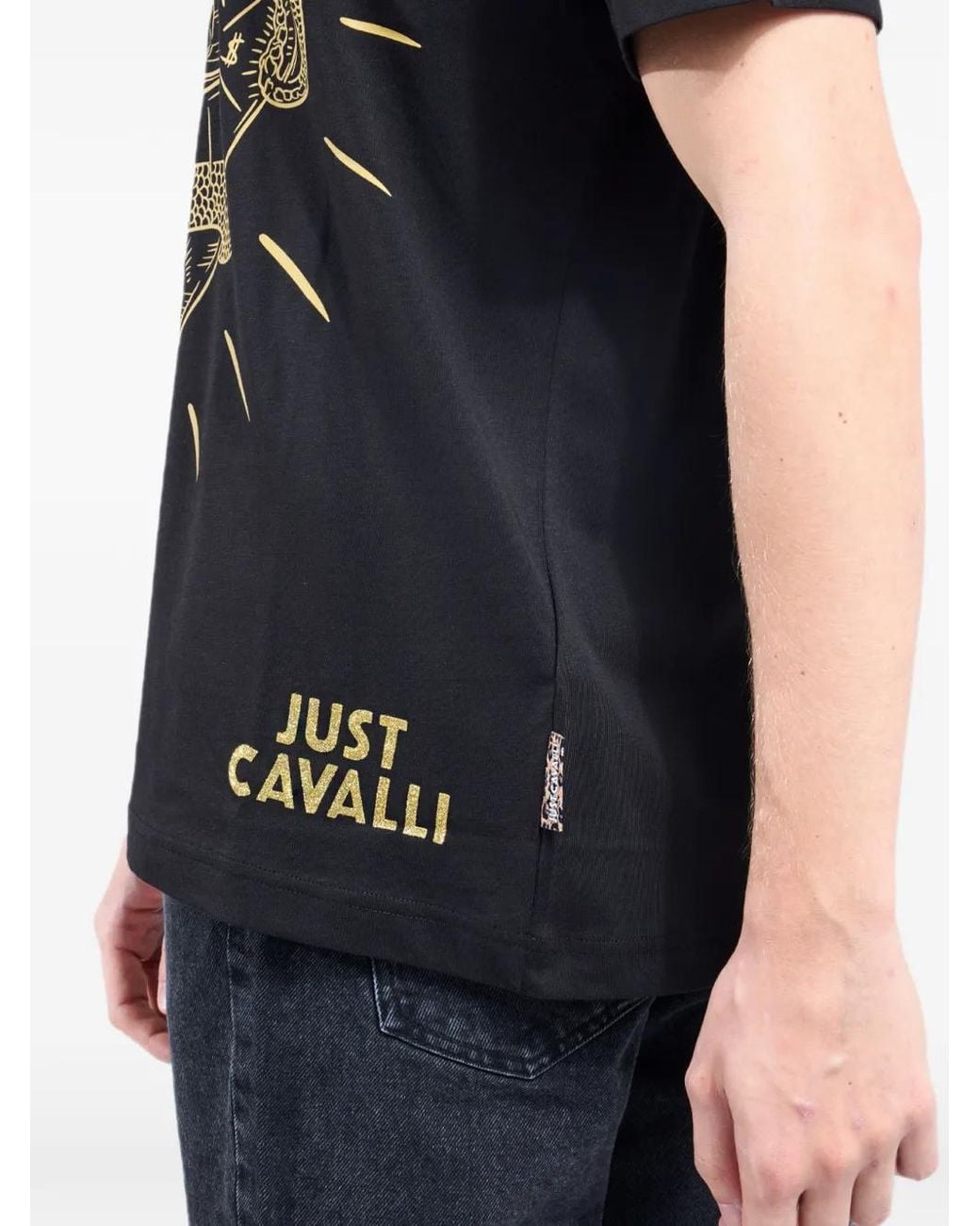 Just Cavalli Blue Big Heart Graphic-Print T-Shirt for men