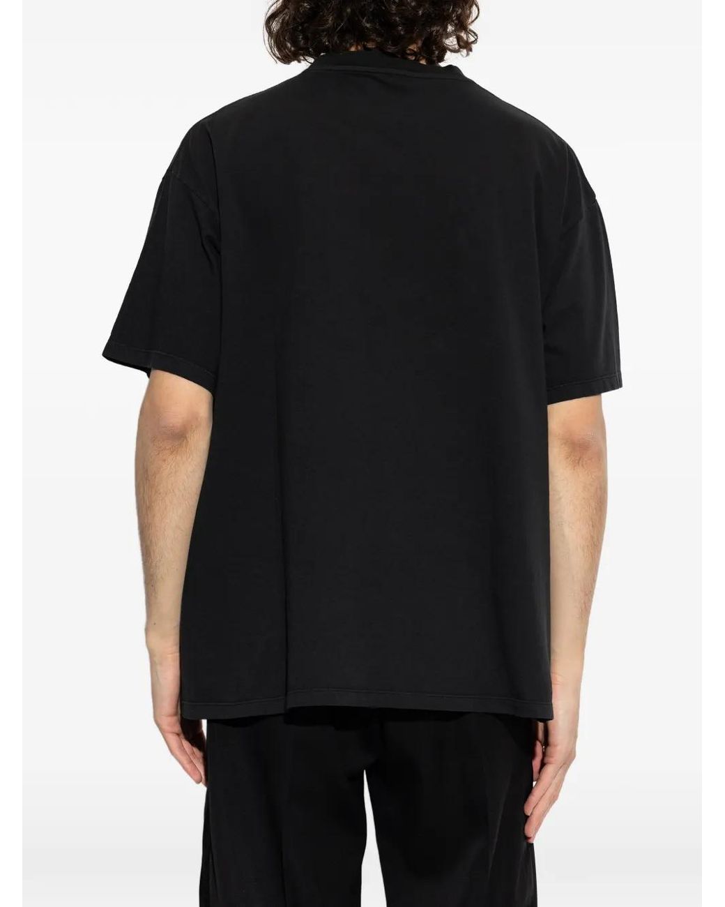 Maison Margiela Black Floral-Print Logo-Embroidered T-Shirt for men