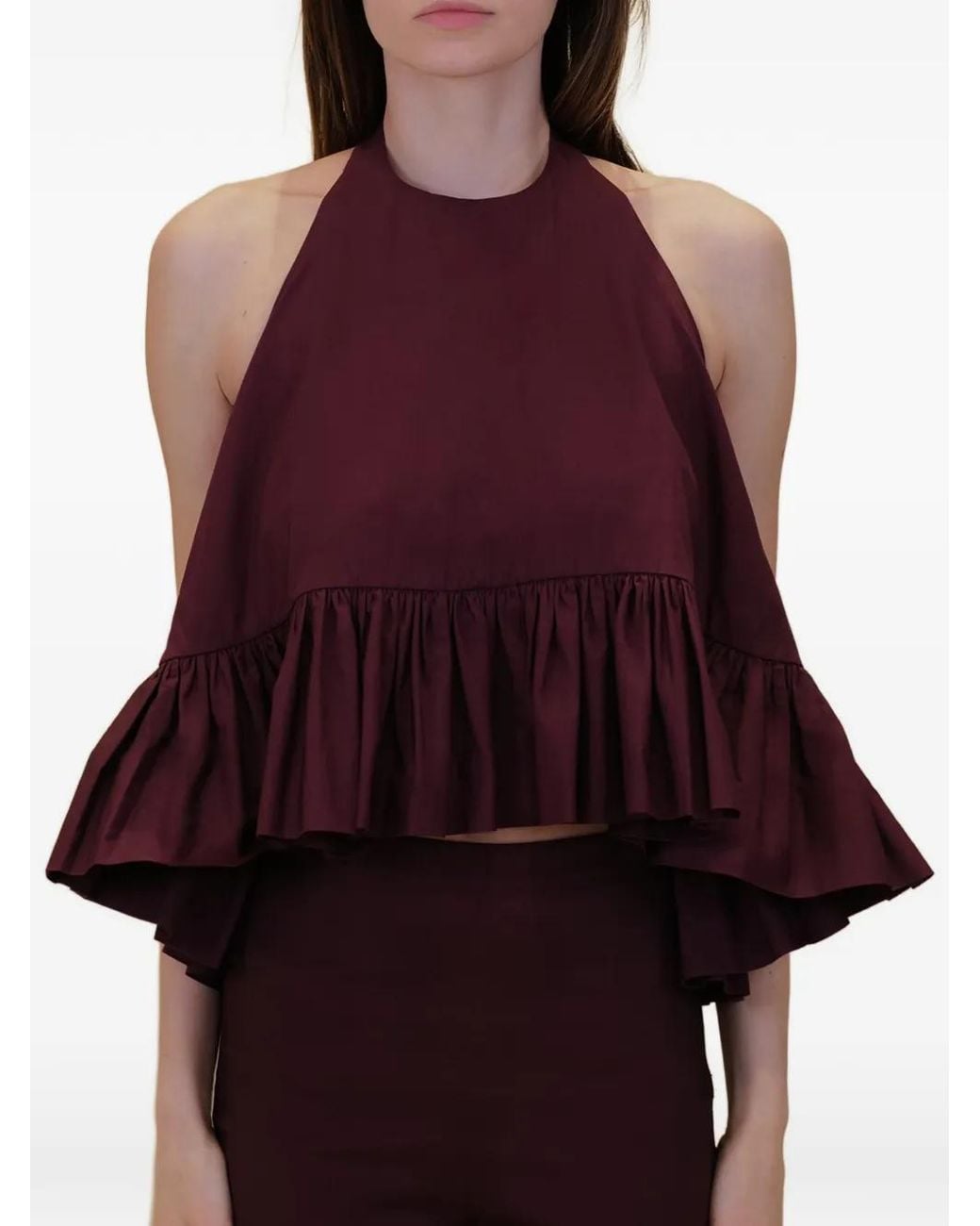 Azeeza Red Winston Ruffled Blouse
