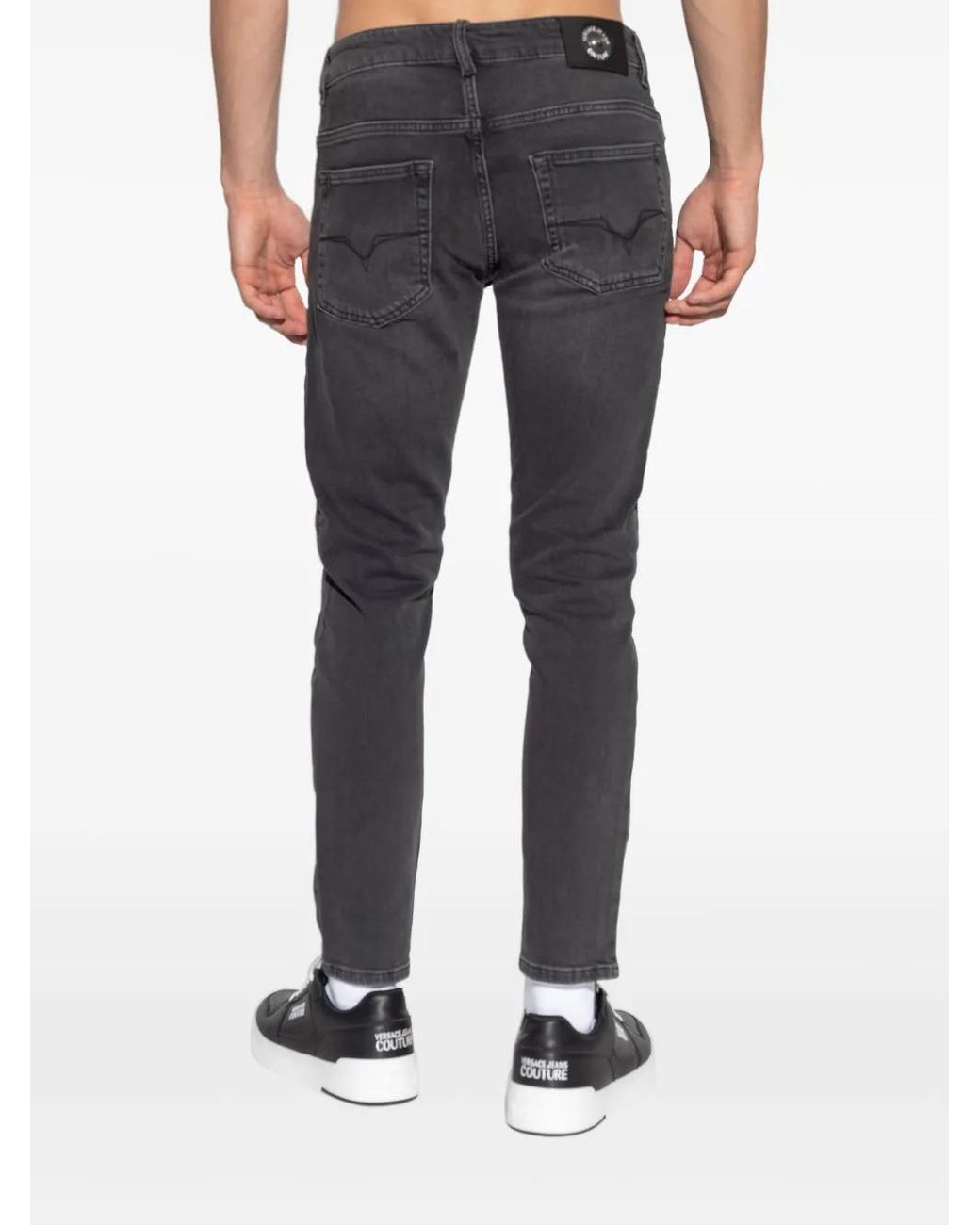 Versace Jeans Couture Gray Logo-Plaque Jeans for men