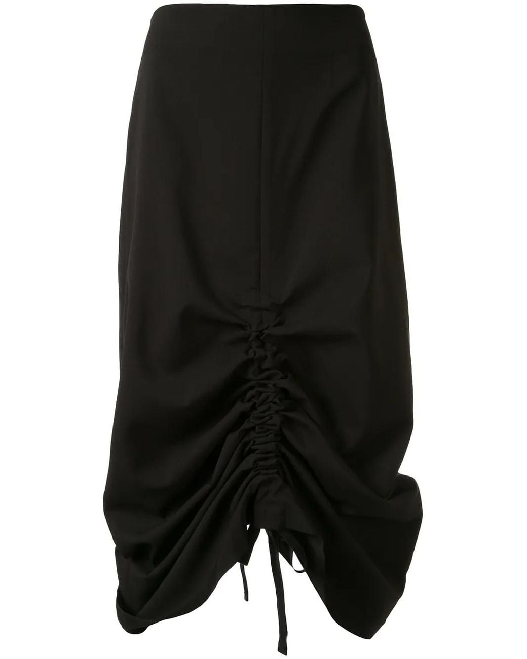 Goen.J Black Ruched Midi Skirt