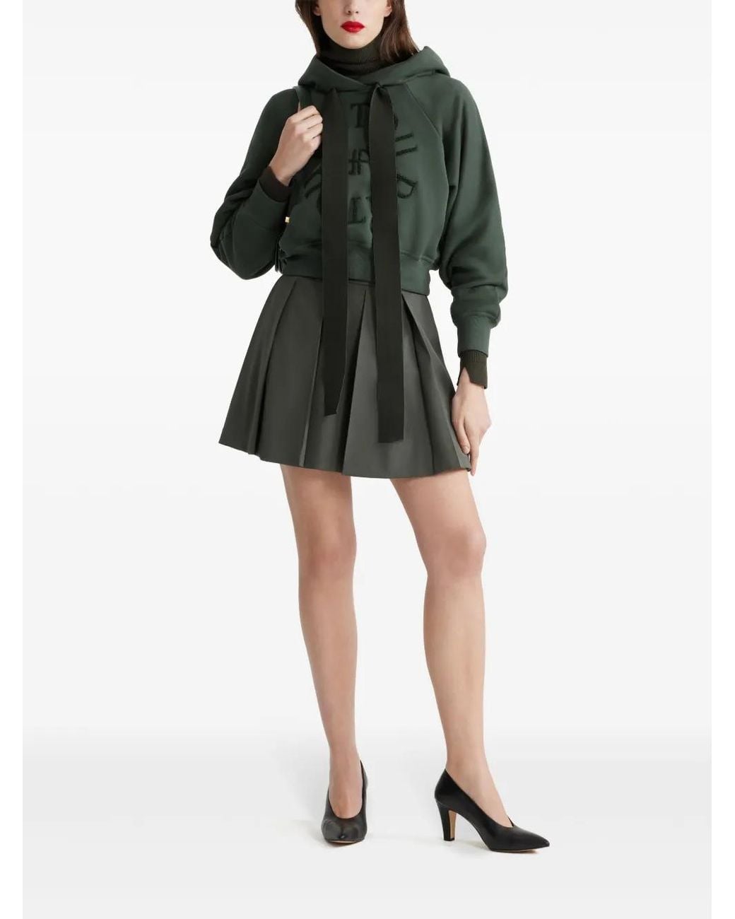Patou Green Pleated Mini Skirt