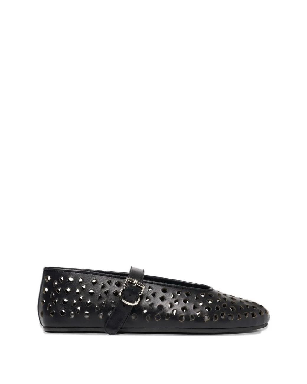 Scarosso Black Evelyn Perforated Ballet Flats