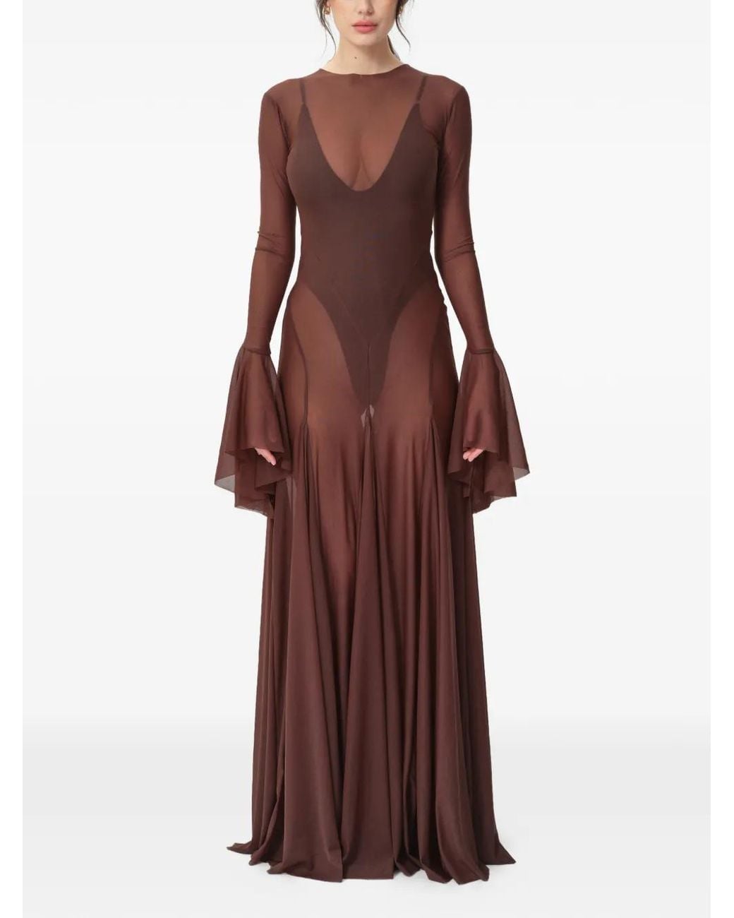 Concepto Purple Sienna Flared-Sleeve Maxi Dress