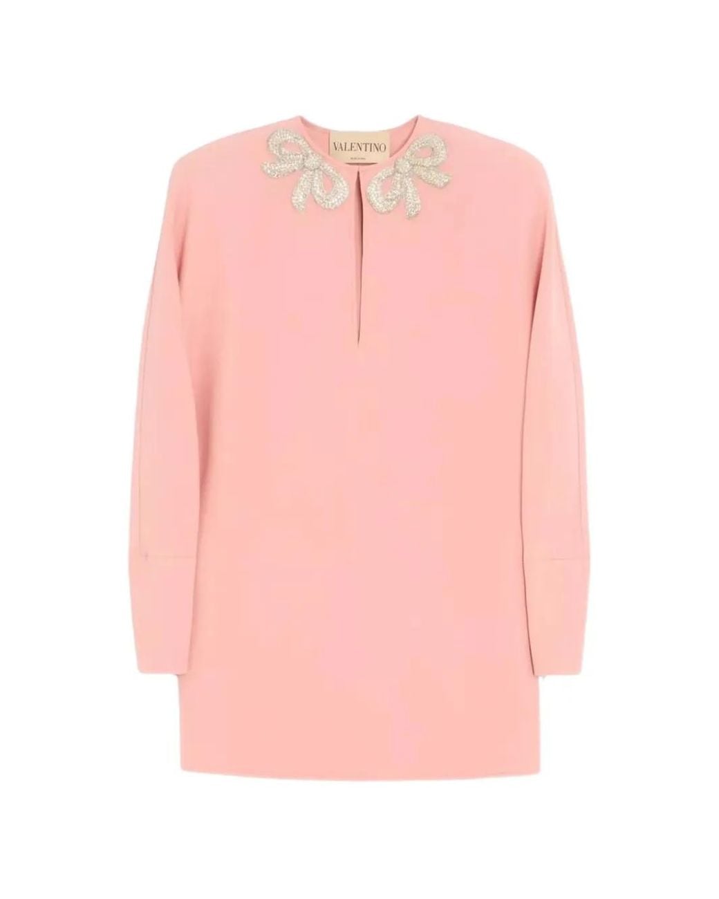 Valentino Garavani Pink Robe Courte En Crêpe Couture À Broderie