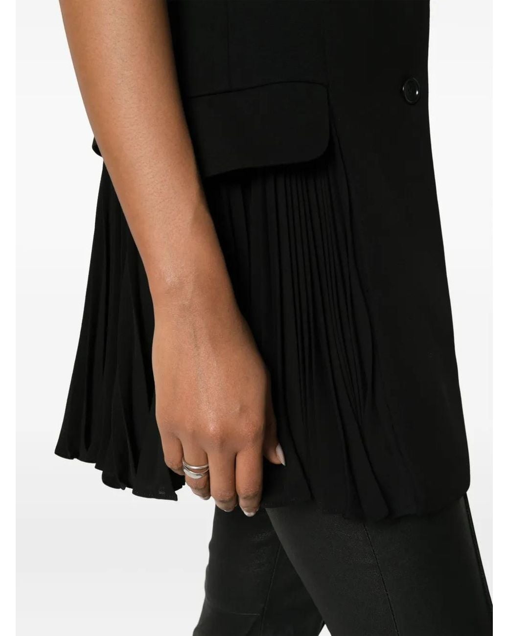 Jonathan Simkhai Black Single-Breasted Pleated Vest