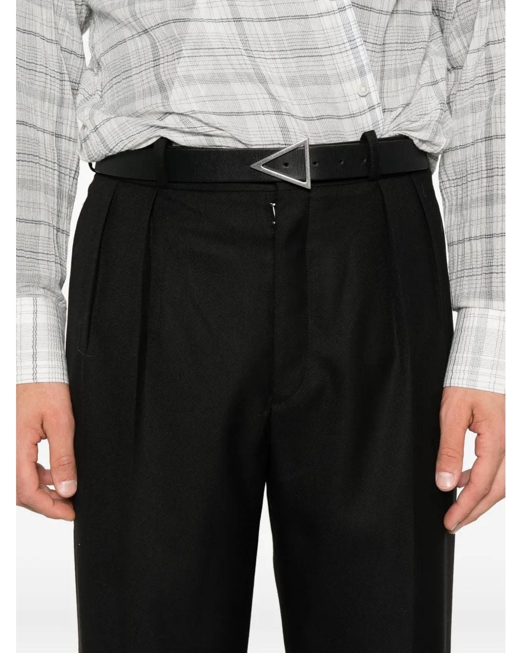 Maison Margiela Black Pleat-Detail Trousers for men
