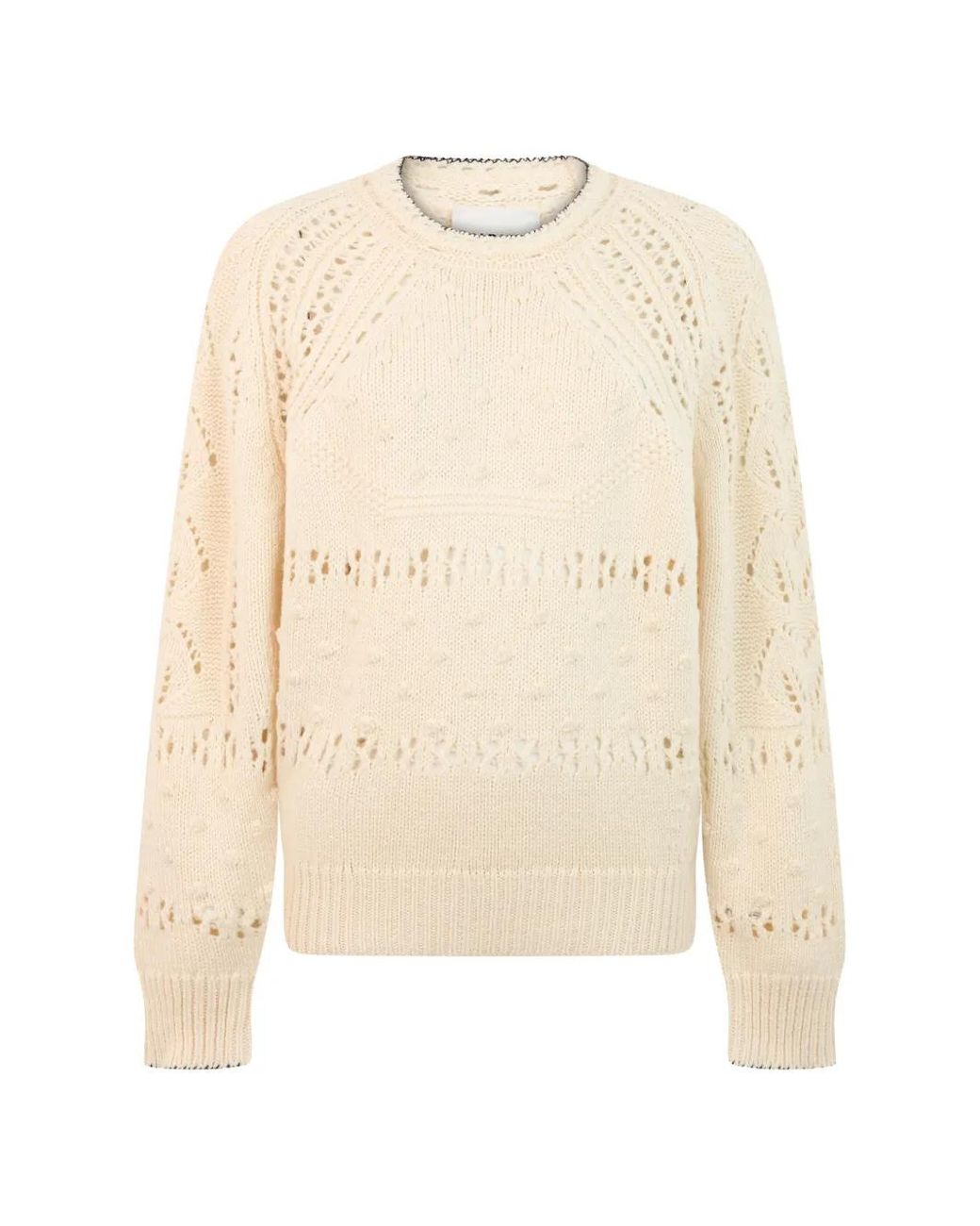 Isabel Marant Natural Pointelle-Knit Bobble-Detail Sweater