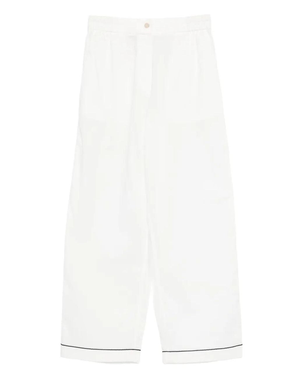 Forte_forte White Piped Trousers