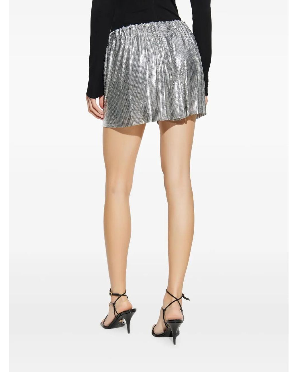 Versace Gray Sequin-Embellished Shorts