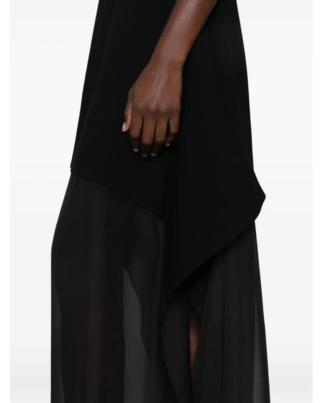 Sportmax Black Asymmetric-Hem Sleeveless Dress