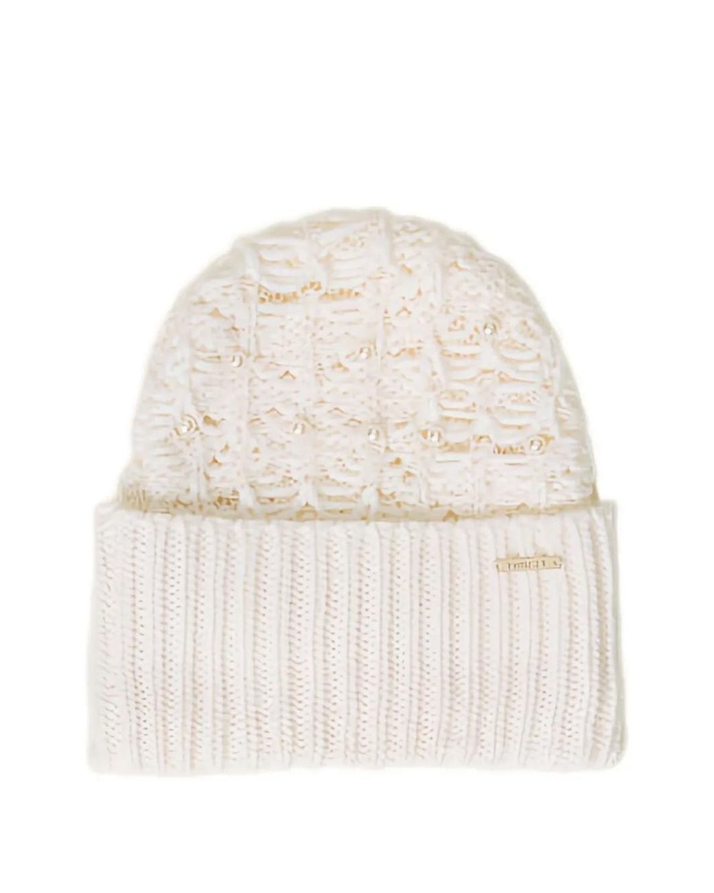 Twinset White Knit Beanie With Pearls