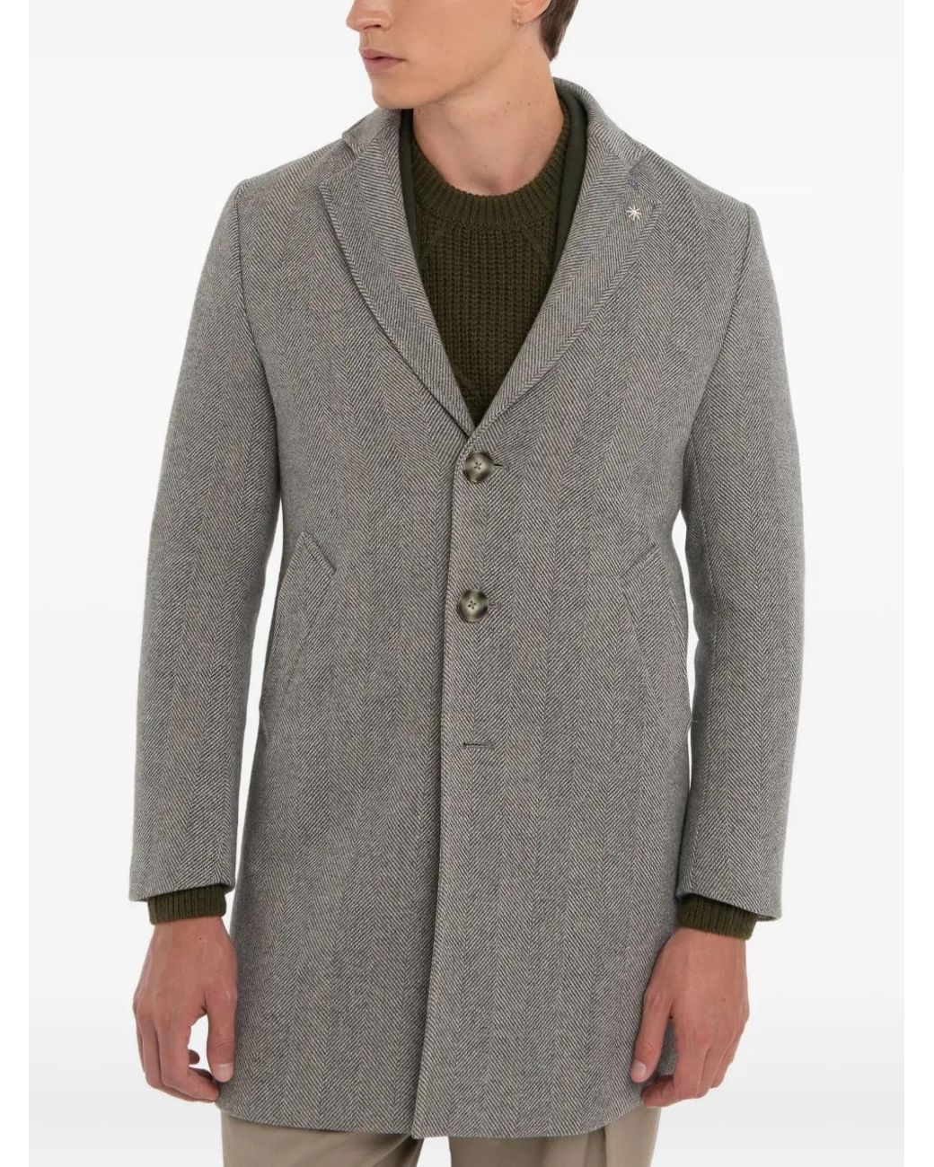 Manuel Ritz Gray Buttoned Coat for men