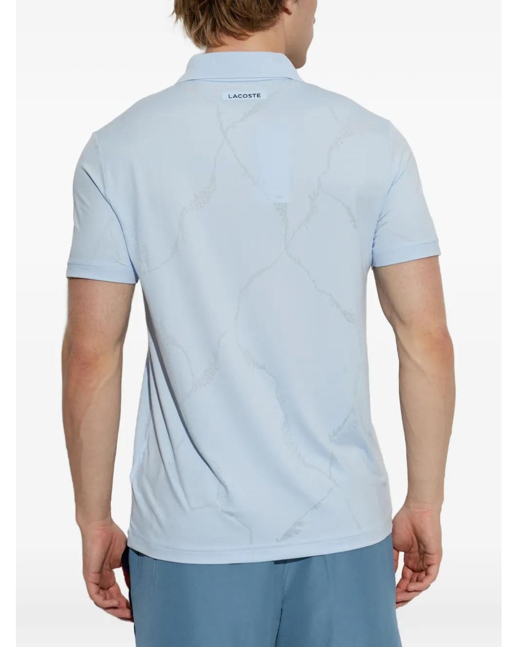 Lacoste Blue Logo-Patch Performance Polo Shirt for men