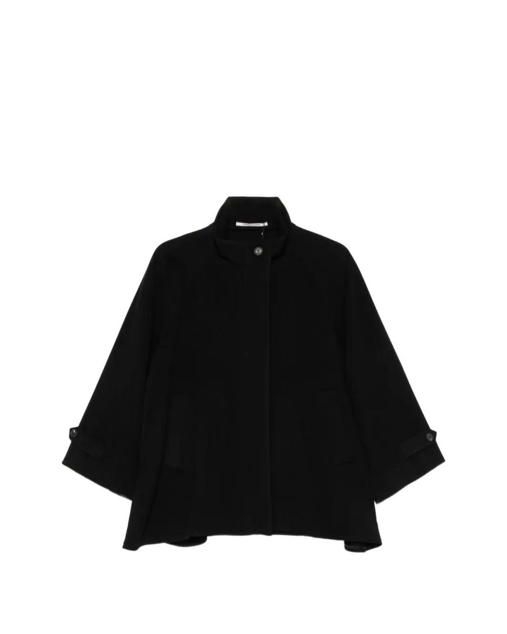Tagliatore Black Button-Cuff Flared Jacket