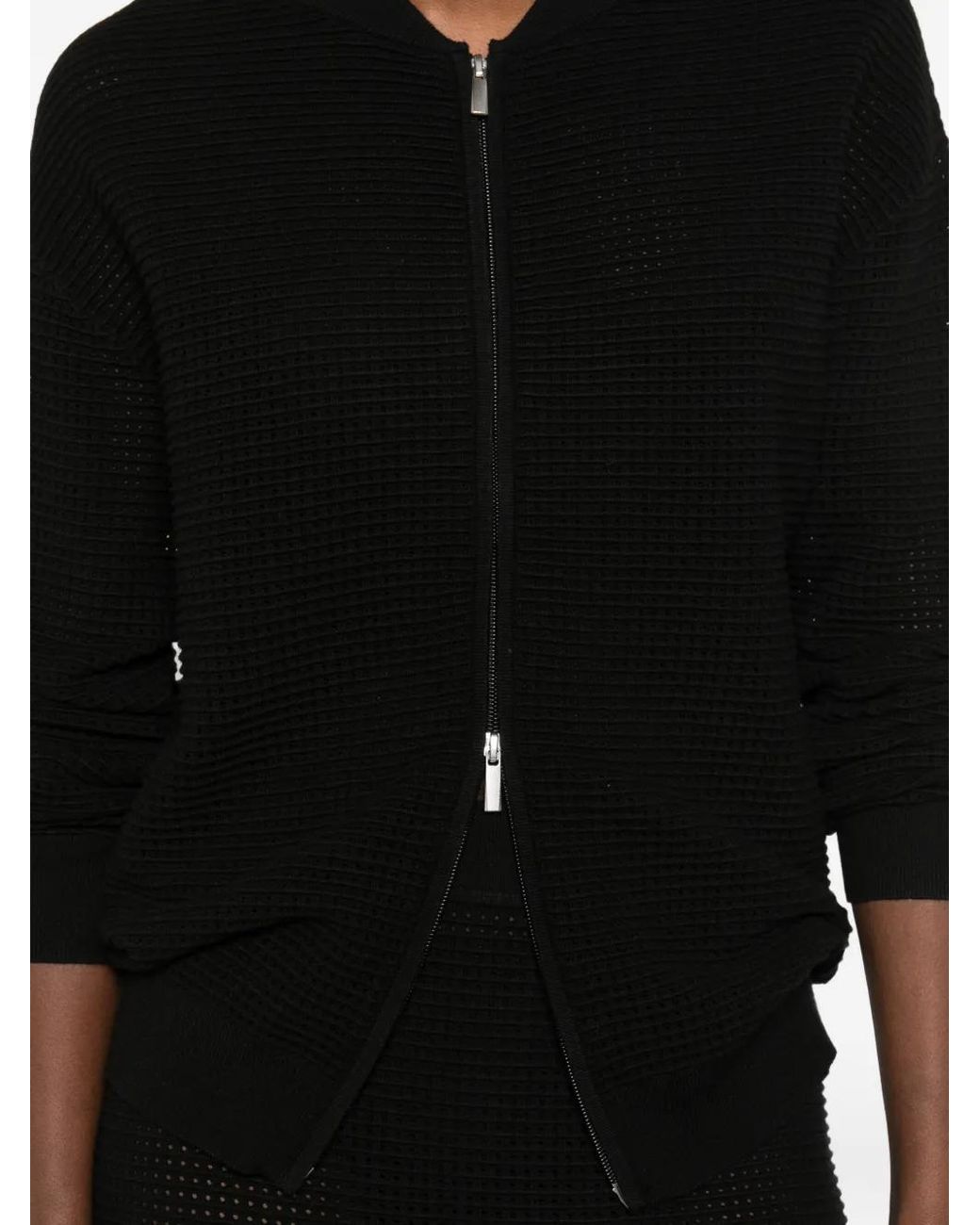 P.A.R.O.S.H. Black Zip-Up Loong-Sleeve Cardigan