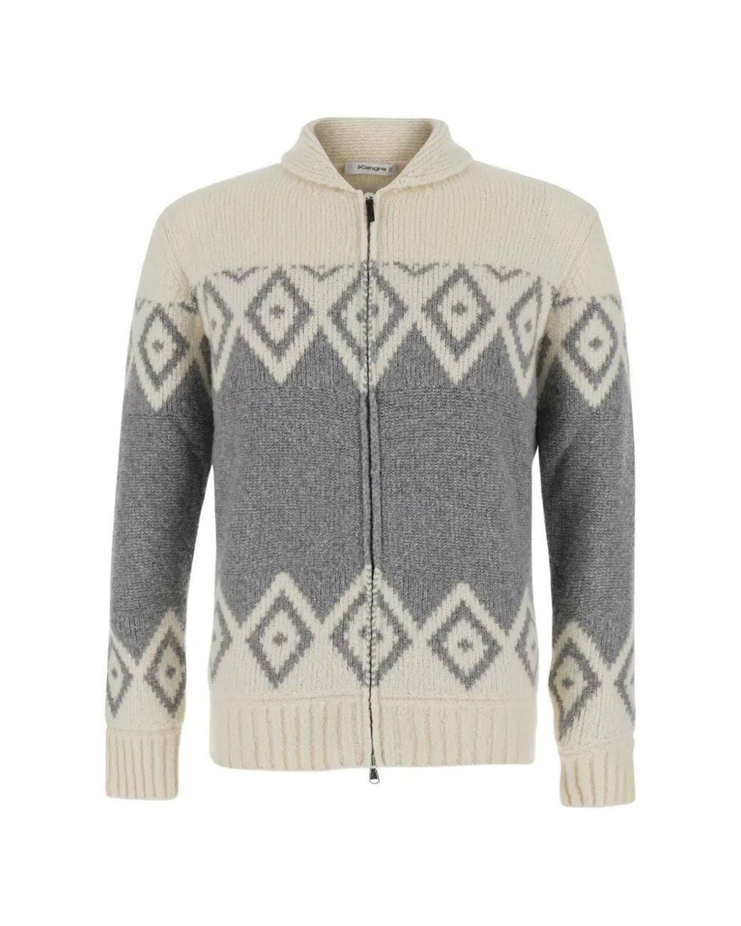 Kangra Gray Cardigan À Motif Géométrique for men