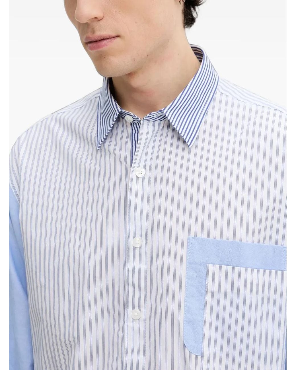Desigual Blue Striped Panelled Shirt for men