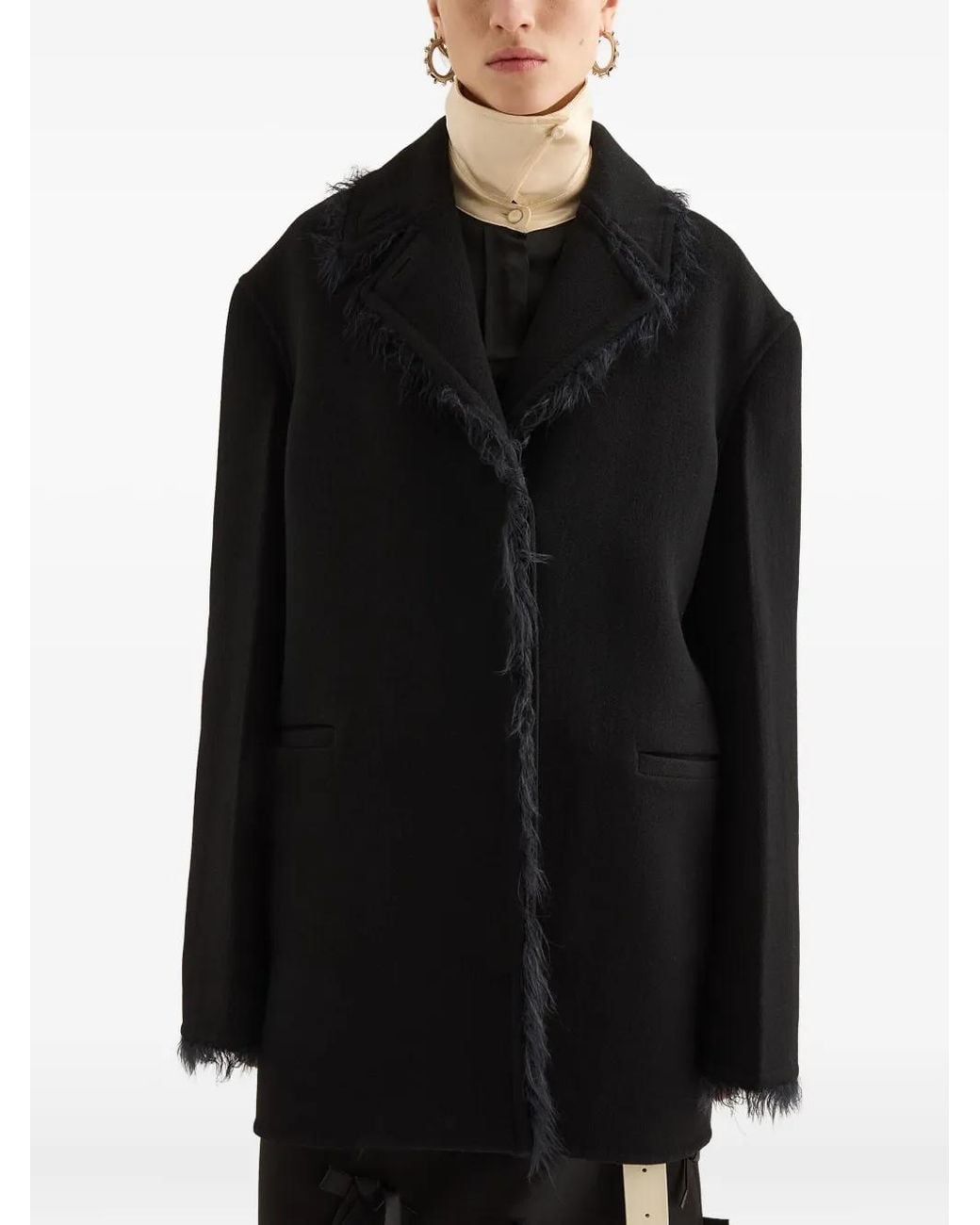 Jil Sander Black Feather-Trimmed Jacket