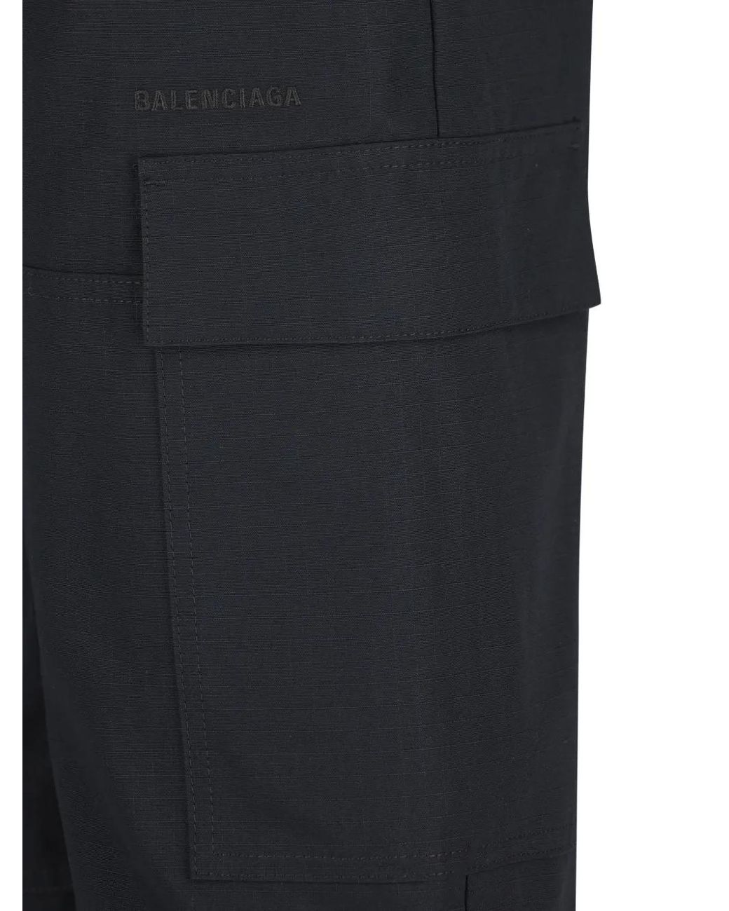 Balenciaga Black Ripstop-Texture Cargo Pants for men