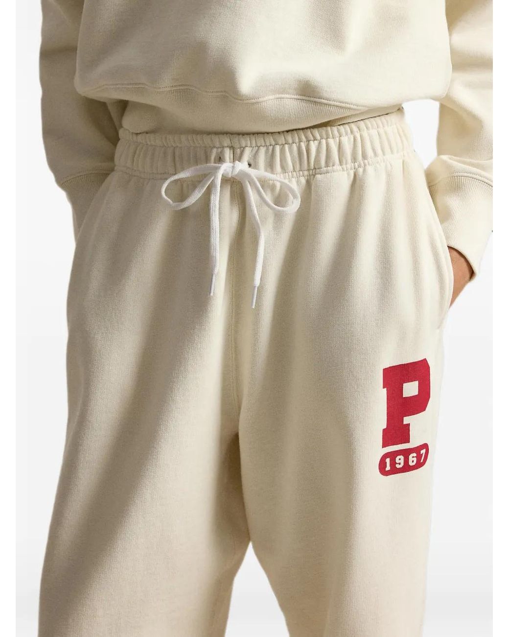 Polo Ralph Lauren White Logo-Print Drawstring Track Pants