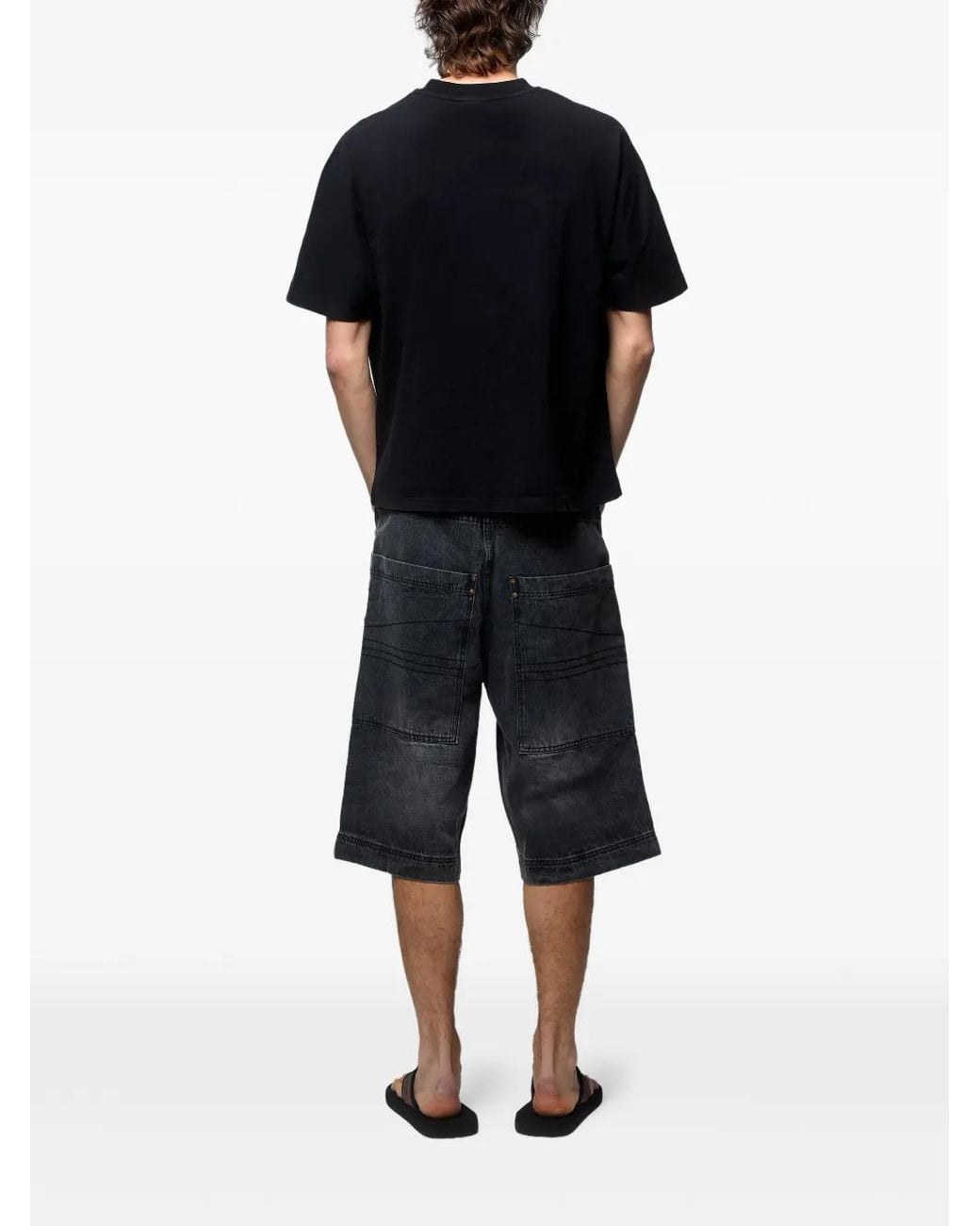 GODMADE Blue Washed-Effect Logo-Print Shorts for men