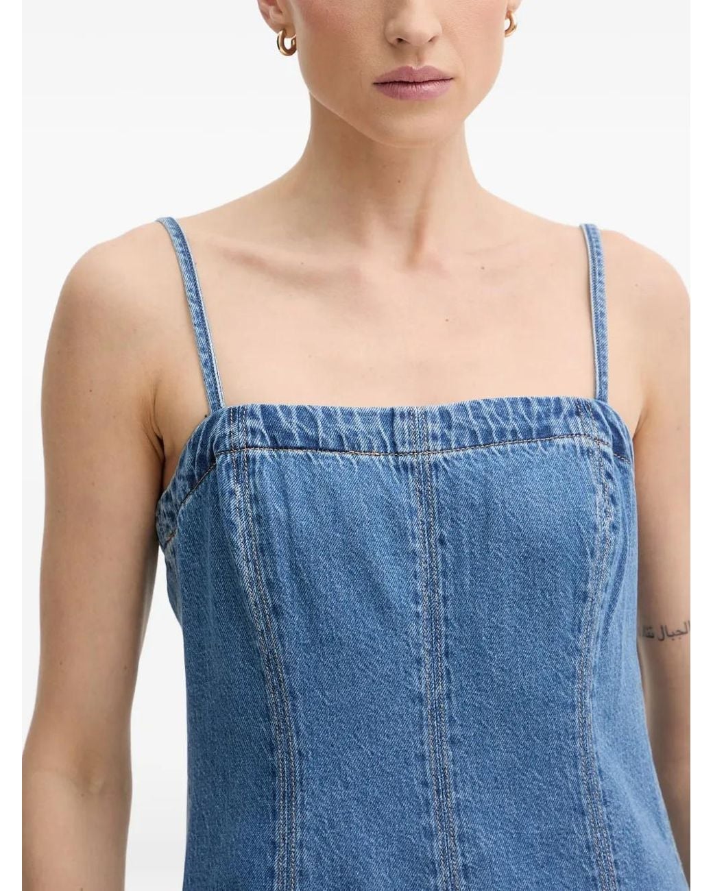 Levi's Blue Panelled Pleated Mini Dress