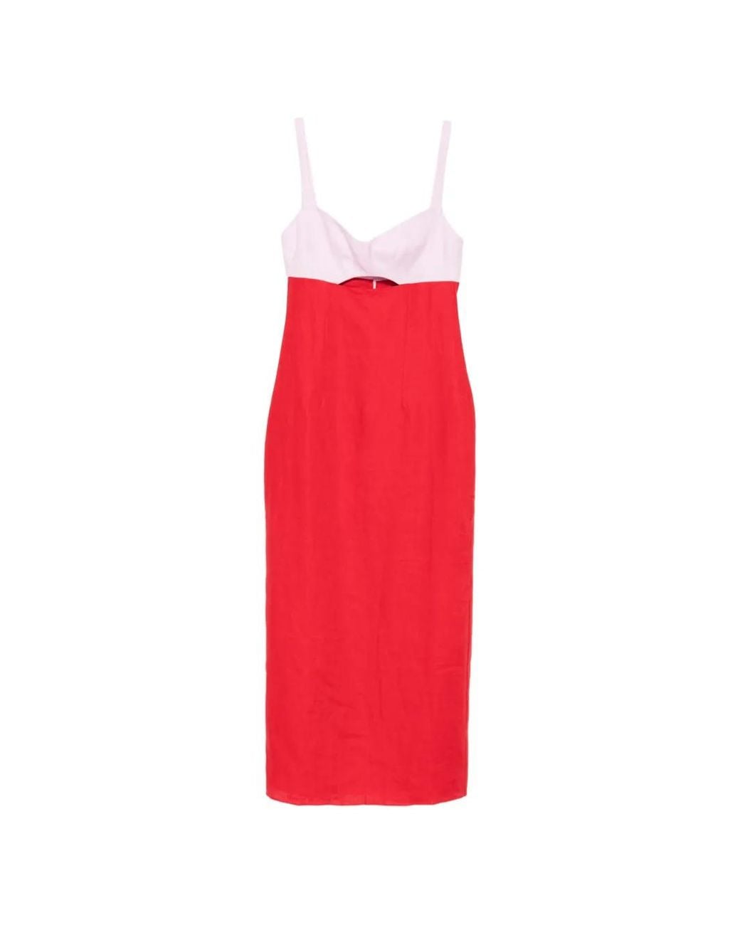 Cala De La Cruz Red Nara Cut-Out Midi Dress