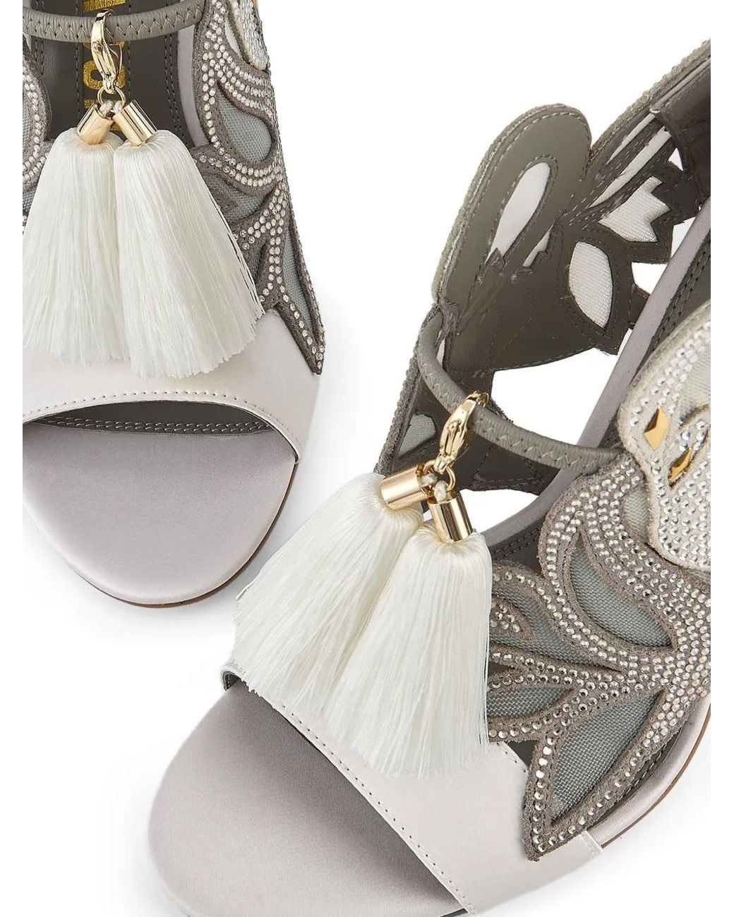 Kat Maconie White Sandales Aya Anch À Ornements En Cristal
