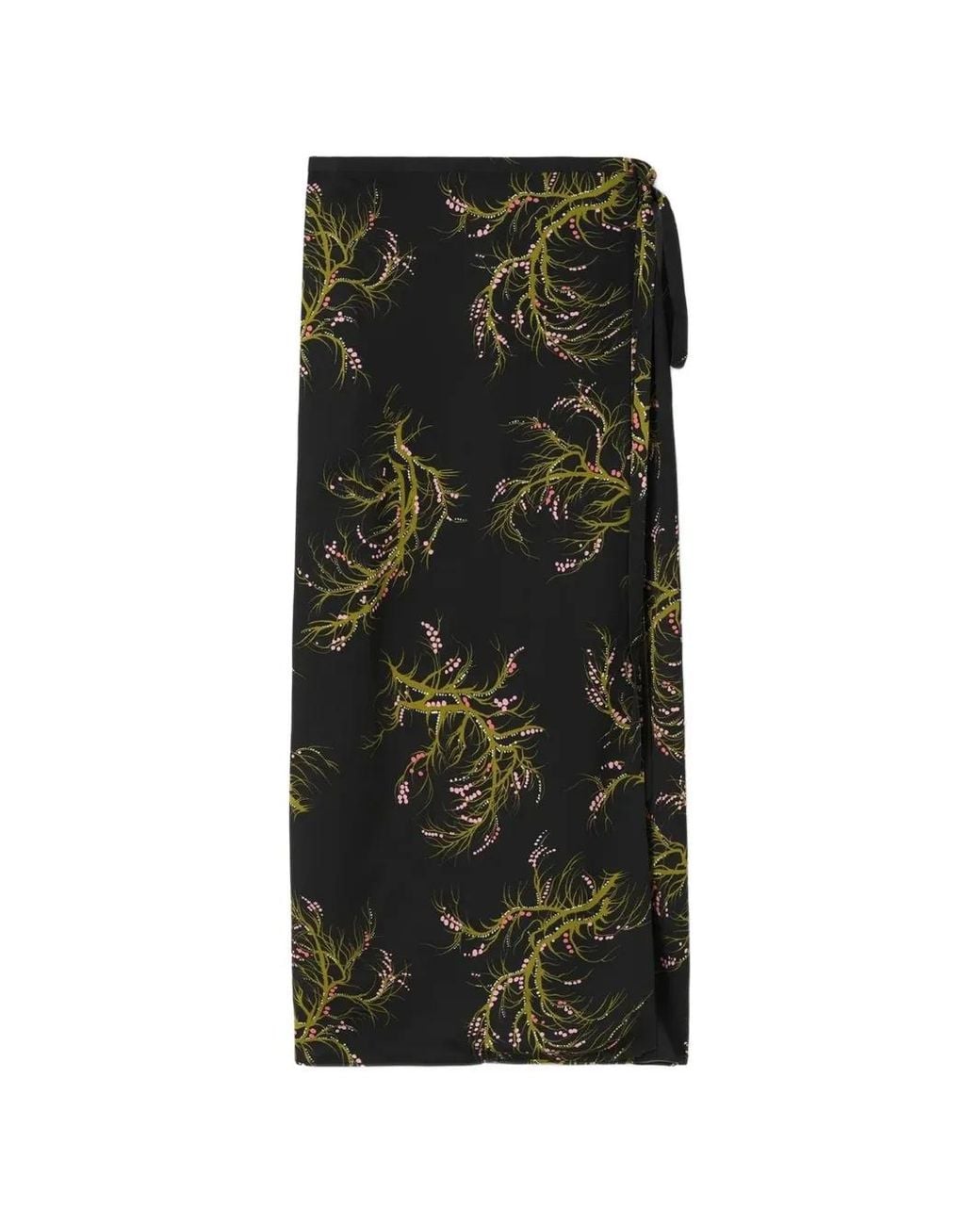 Rodebjer Black Verona Floral-Print Wrap Midi Skirt