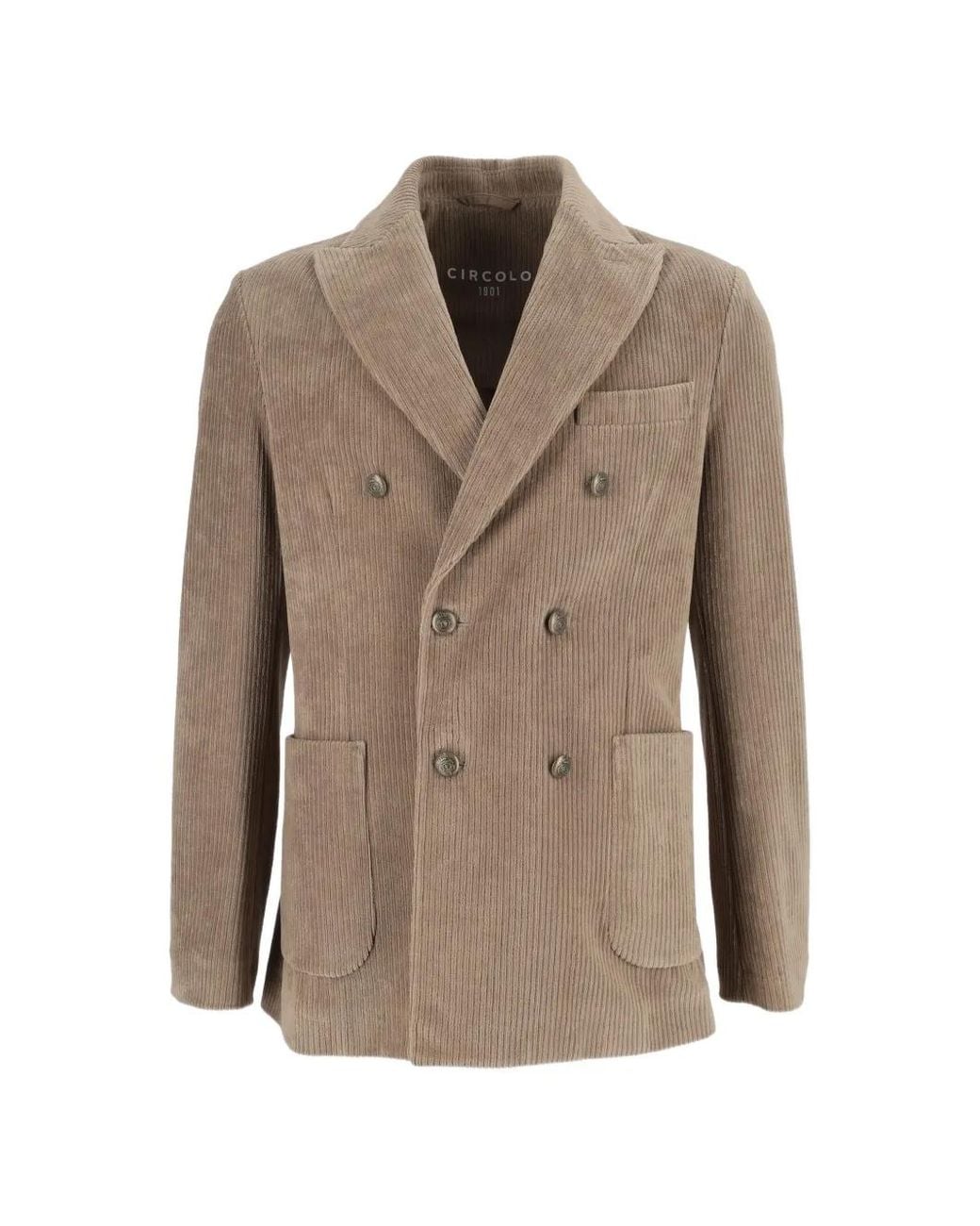 Circolo 1901 Brown Double-Breasted Corduroy Blazer for men