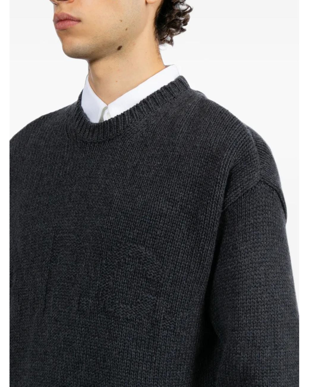 A.P.C. Black Logo-Knit Crew-Neck Sweater for men
