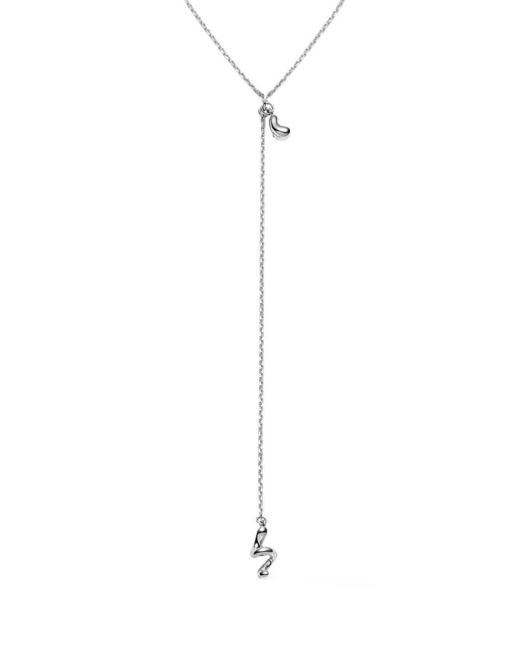 Maria Black White Coil Lariat Necklace