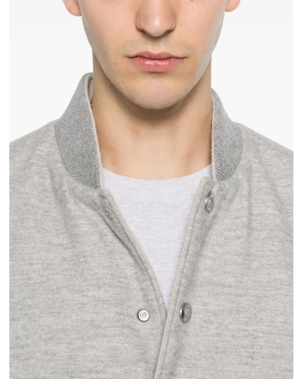 Eleventy Gray Reversible-Design Bomber Jacket for men