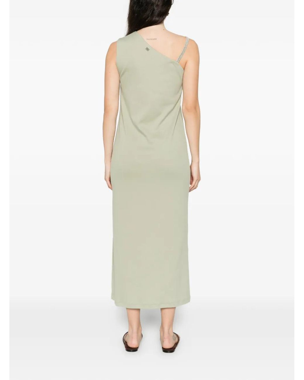 Panicale White One-Shoulder Embellished Midi Dress