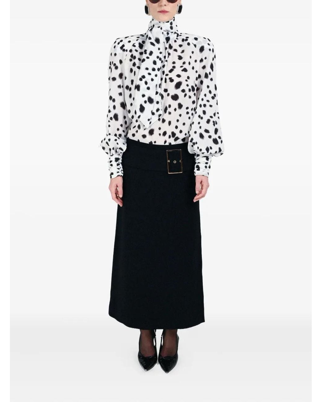 ROWEN ROSE White Blouse À Motif Dalmatien