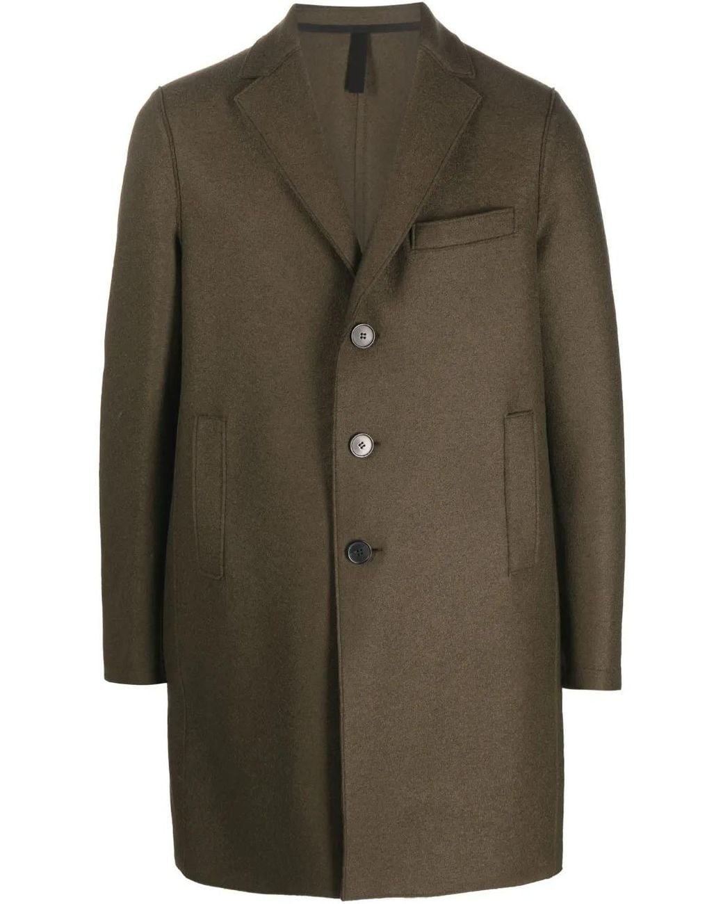 Harris Wharf London Green Single-Breasted Virgin-Wool Coat for men