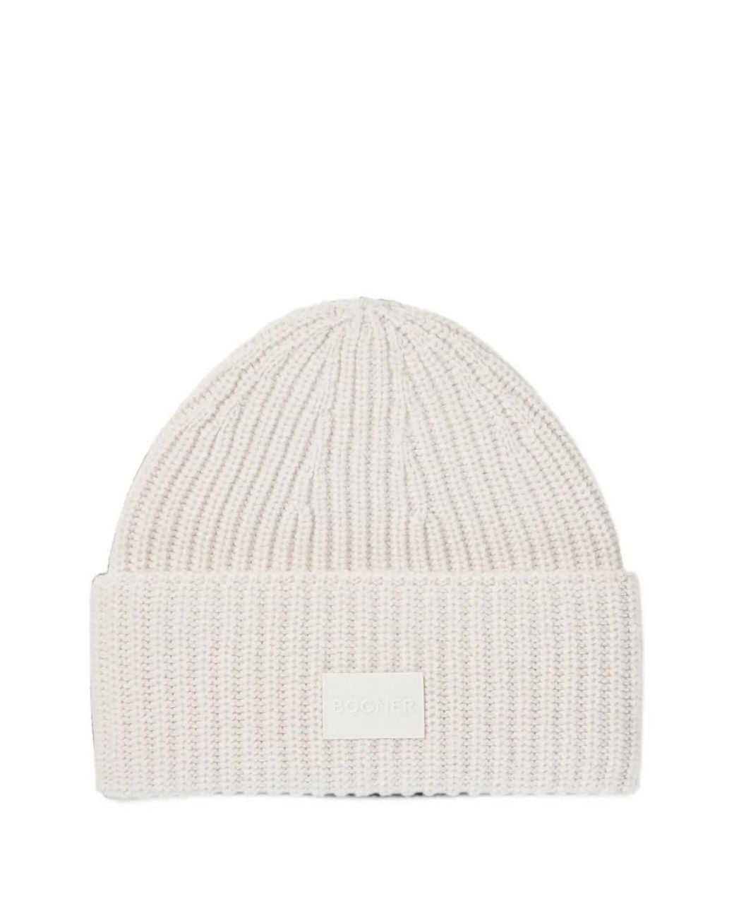 Bogner White Larah Logo-Patch Beanie Hat