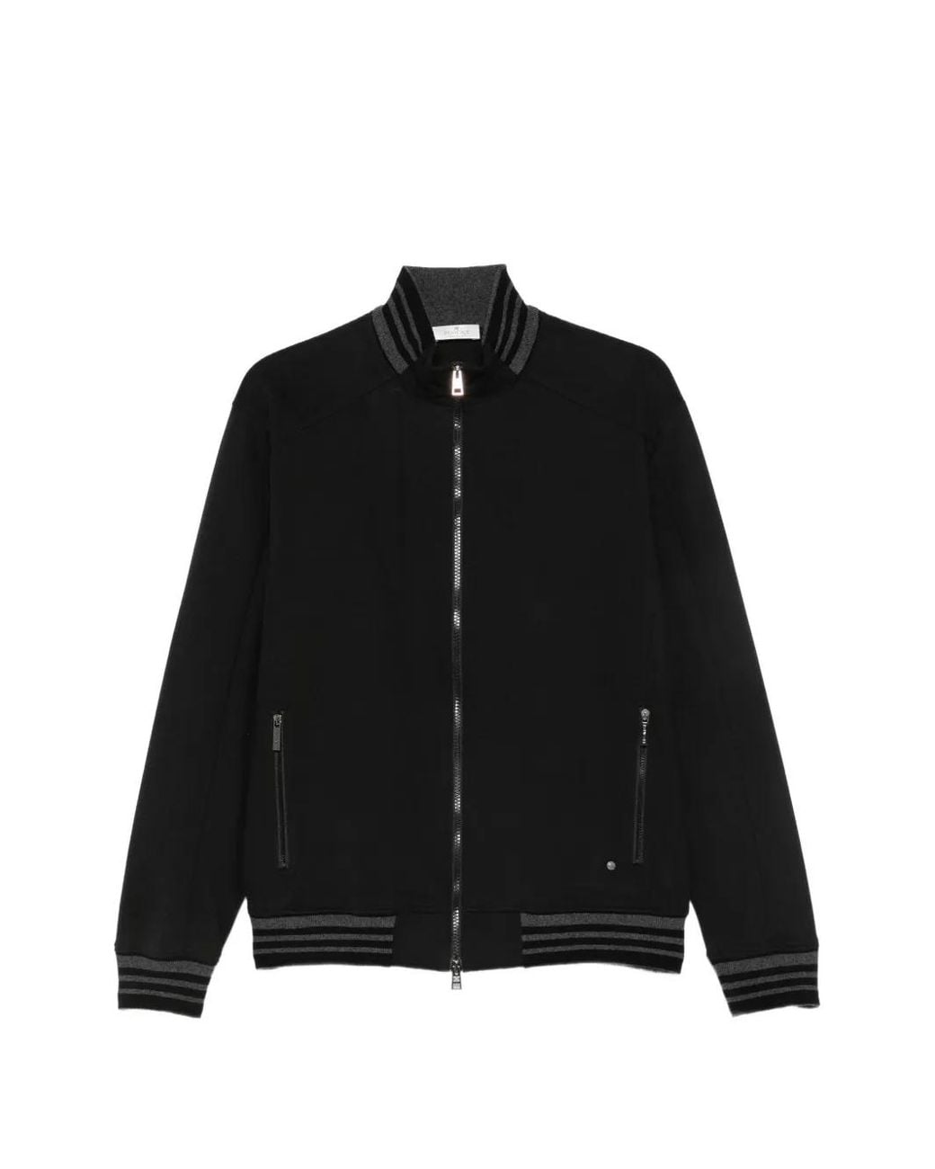 Panicale Black Sweat Zippé À Finitions Rayées for men