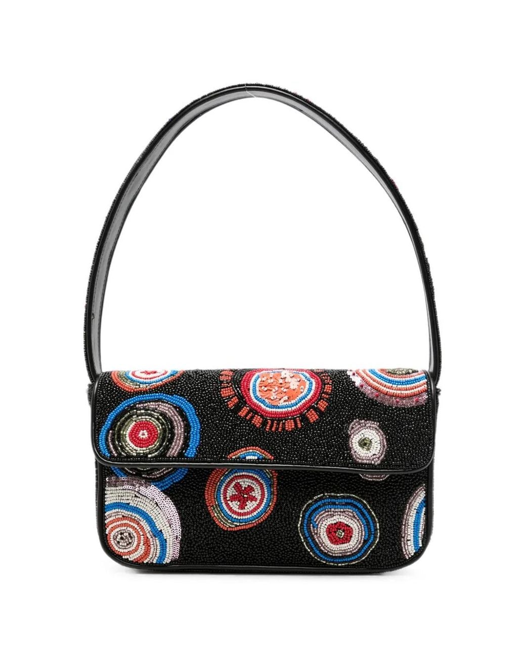 Staud Black Tommy Bead-Embellished Shoulder Bag