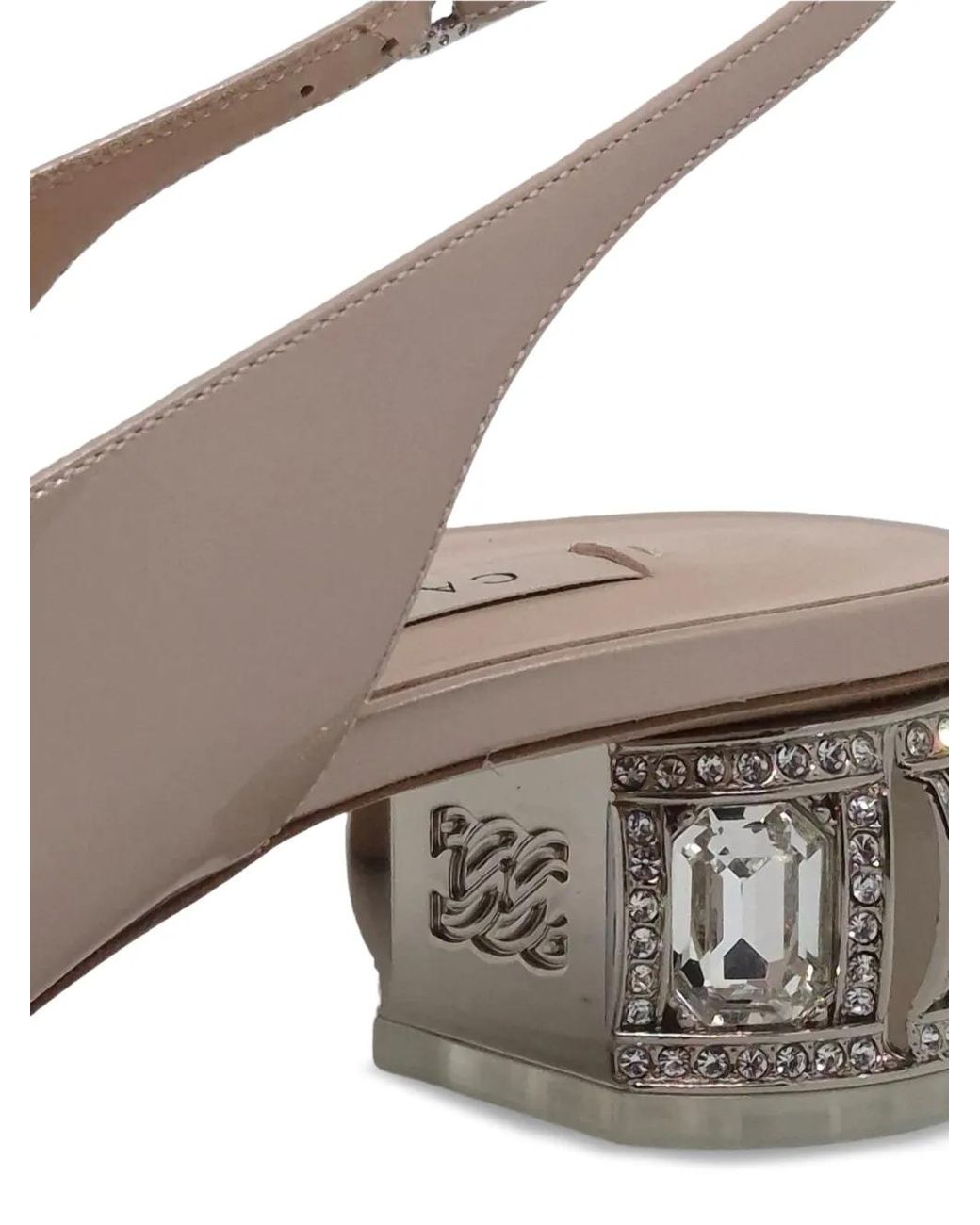 Casadei White Crystal-Embellished Slingback Pumps