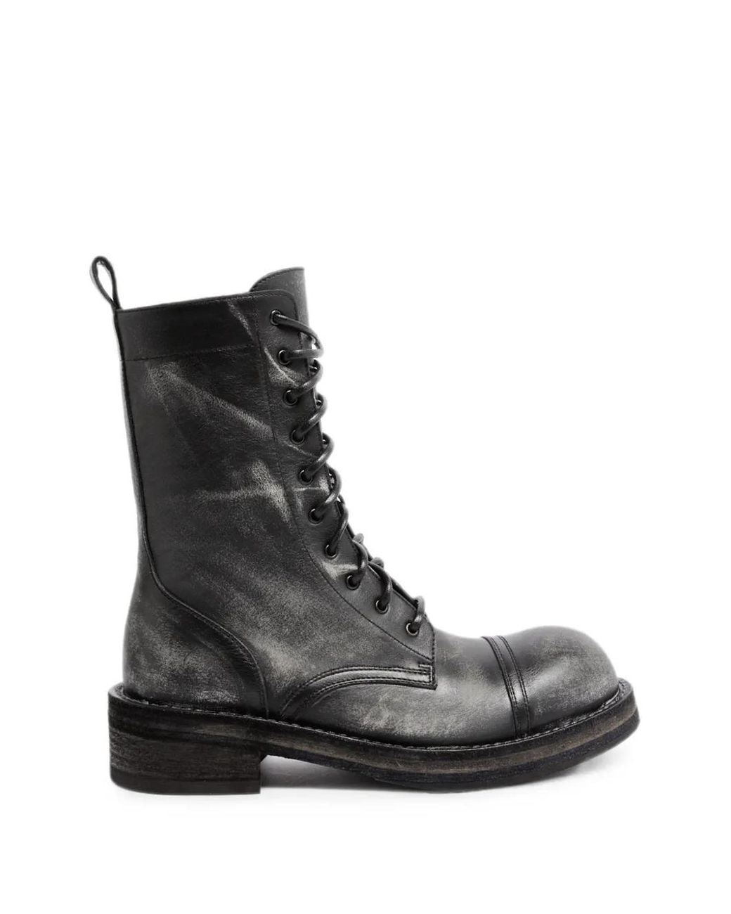 Ann Demeulemeester Black Brushed-Leather Lace-Up Boots