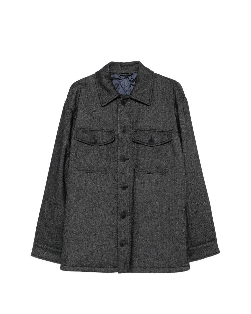 Giorgio Armani Black Button-Up Overshirt for men