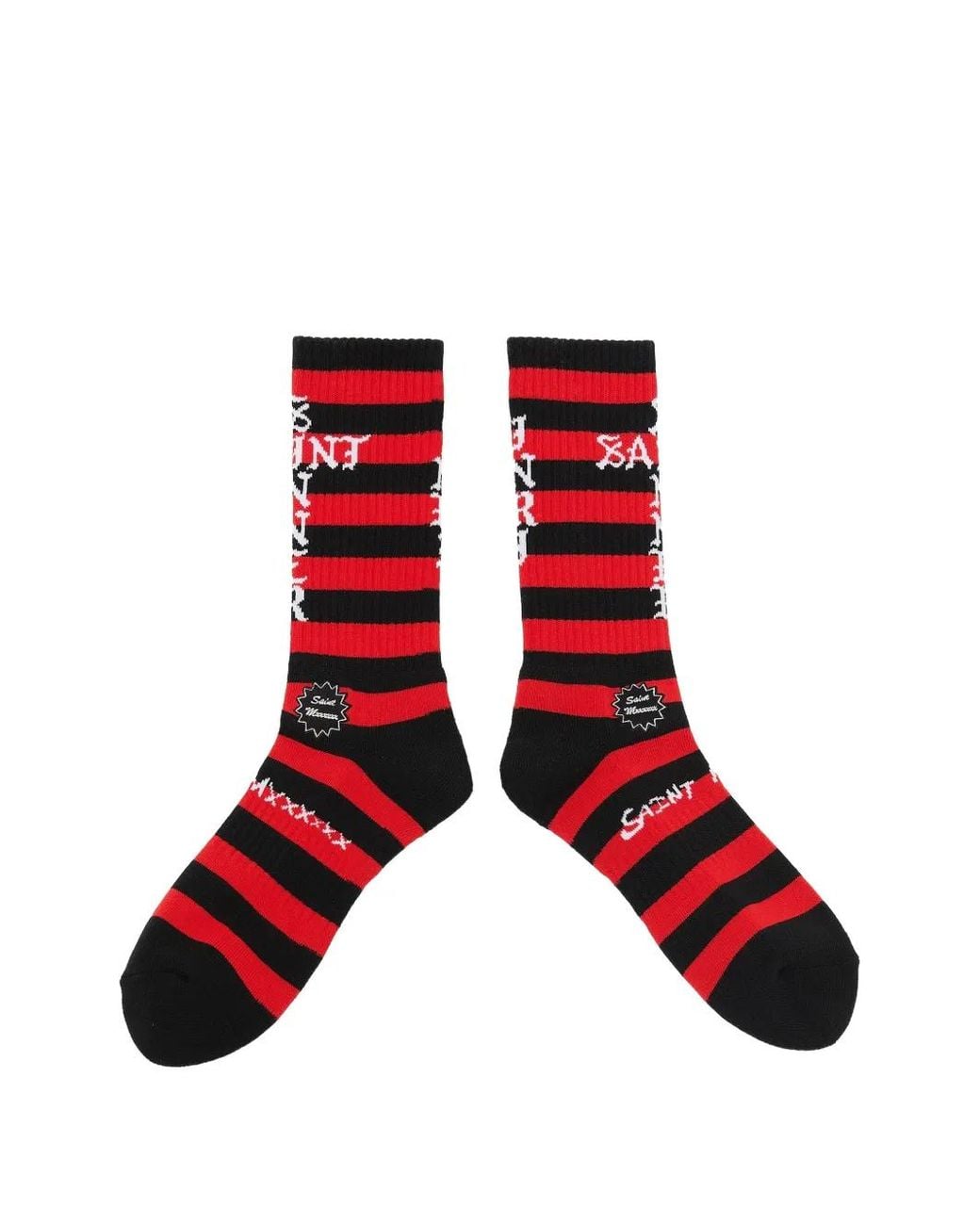 SAINT Mxxxxxx Red Striped Intarsia-Knit Socks