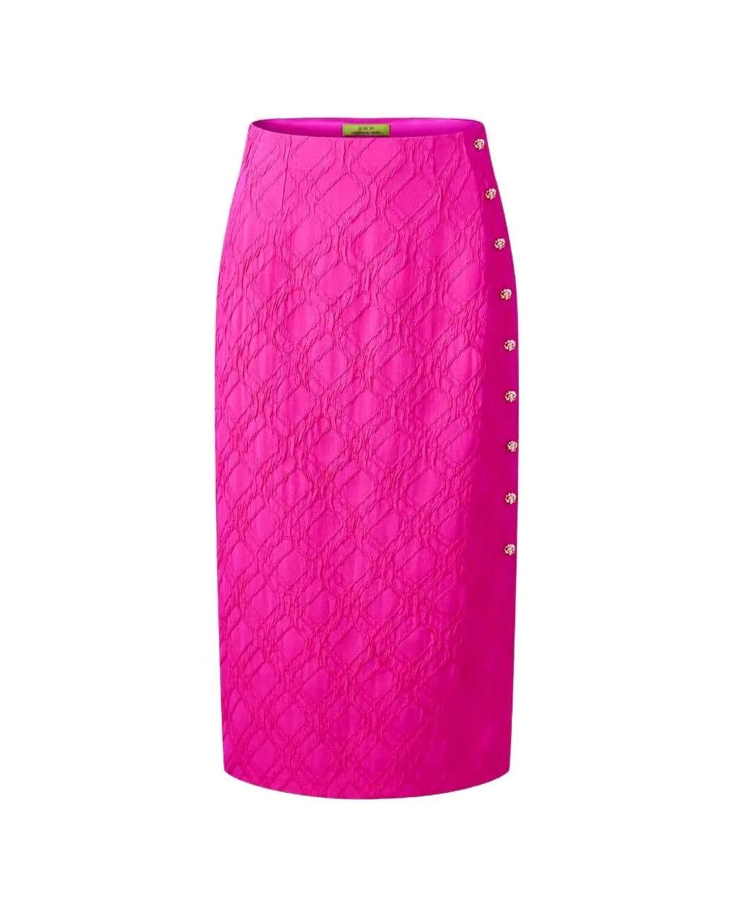 Shanghai Tang Pink Flower Button Skirt