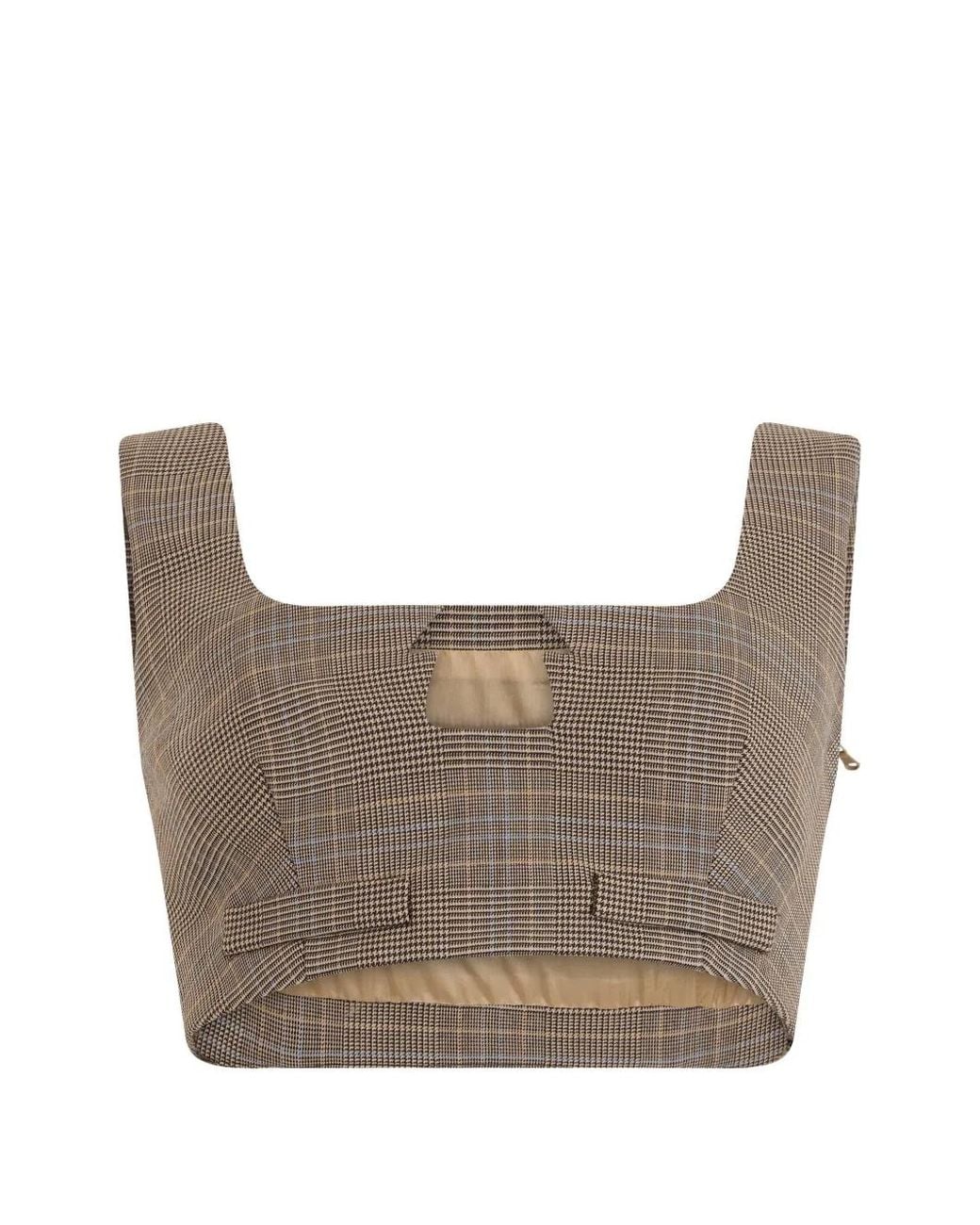Moschino Gray Houndstooth-Pattern Crop Top